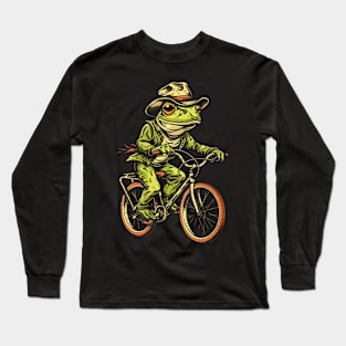 Funny Frog On A Bike Long Sleeve T-Shirt